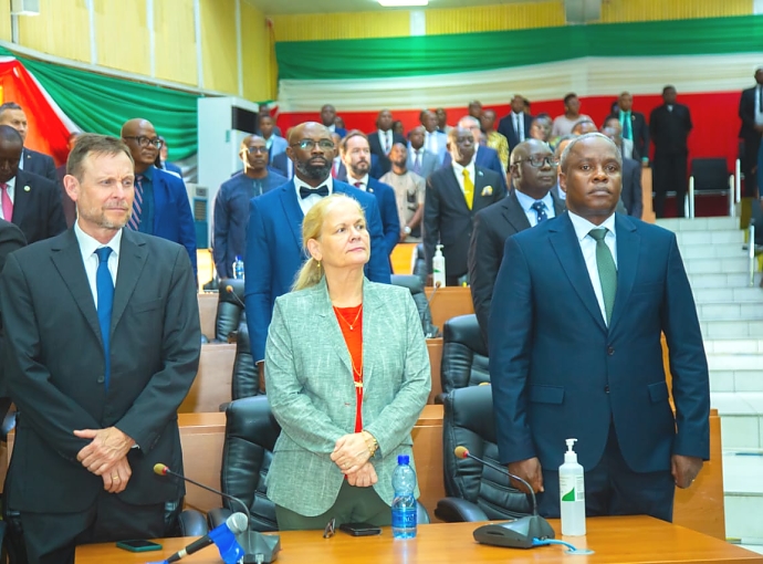 MHE. BALOZI GELASIUS G. BYAKANWA AKIWA KWENYE SHEREHE ZA UAPISHO MDOGO WA BARAZA LA MAWAZIRI.